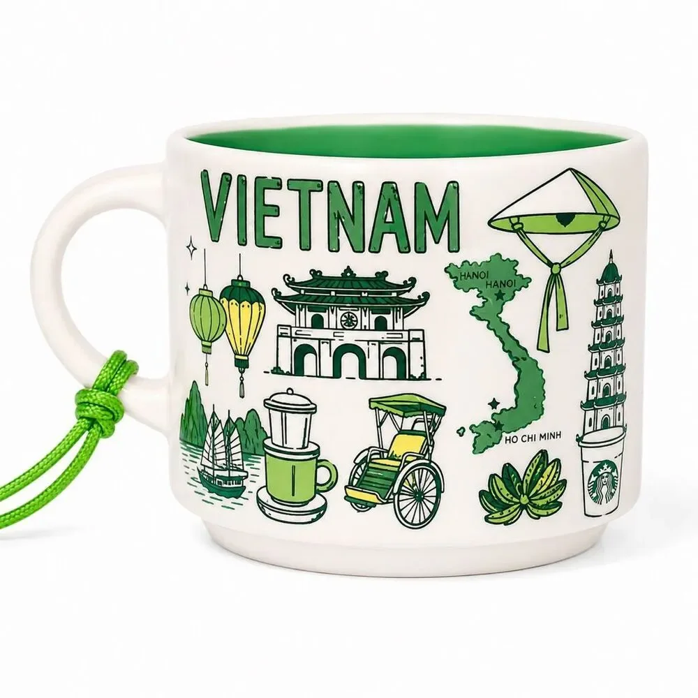 Starbucks Vietnam Been There Series 2oz Demitasse Mug Ornament NIB Discontinued